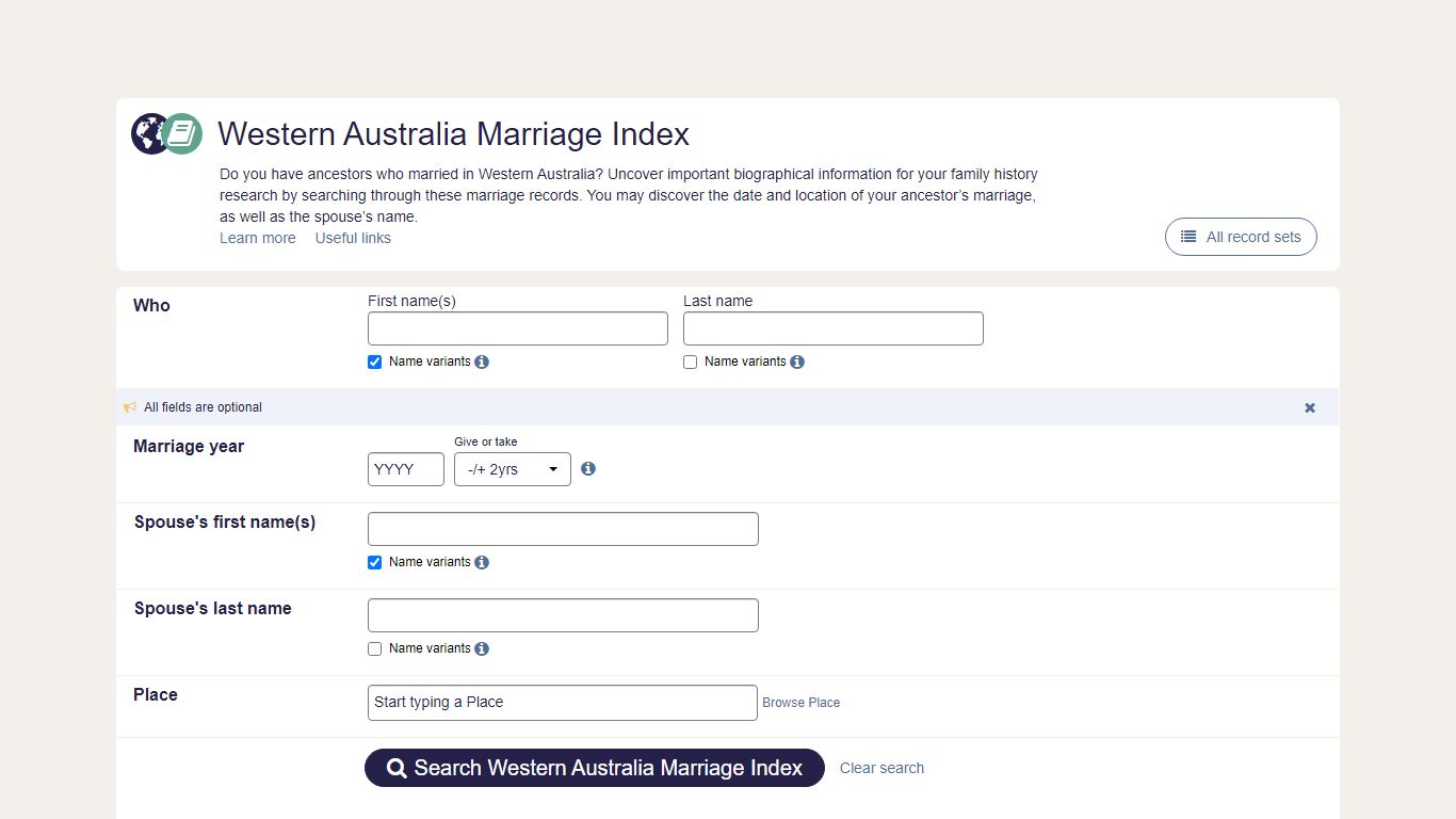 Western Australia marriage index | findmypast.com.au